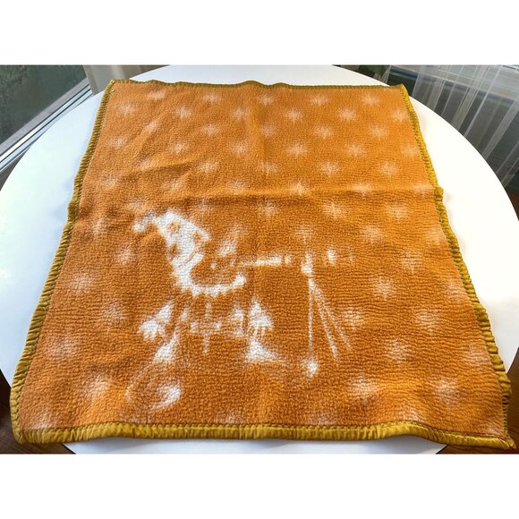 Vintage baby blanket, reversible fleece with satin trim, elf and stars - Picture 5 of 10